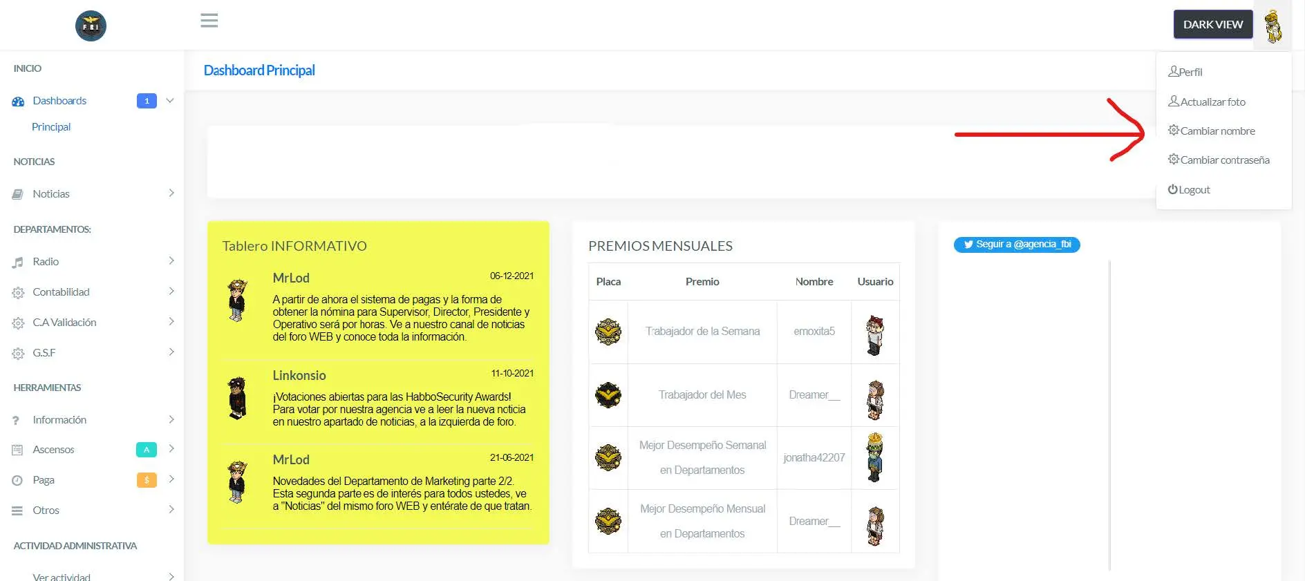 Ajustes de perfil en el foro